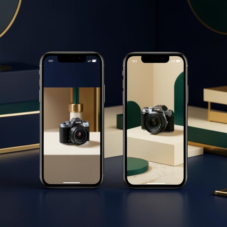 Smartphones displaying conceptual short-form product video advertising