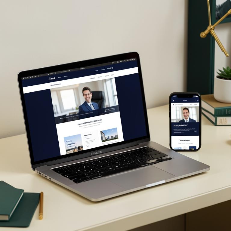 Laptop and mobile phone displaying a modern responsive business website