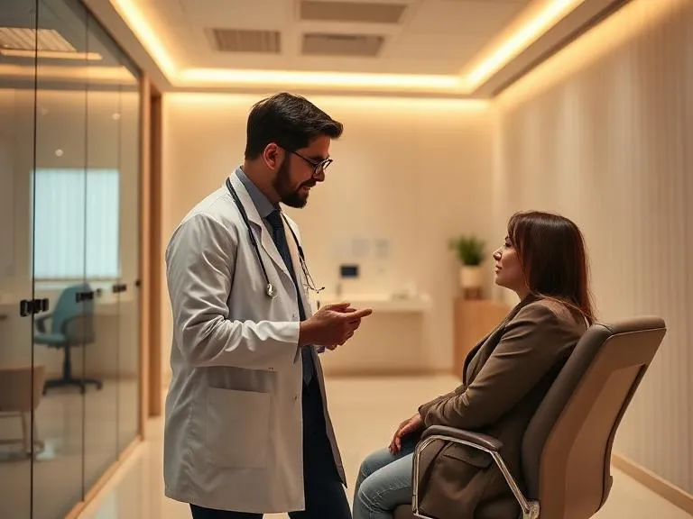 Doctor consulting a patient in a modern private clinic